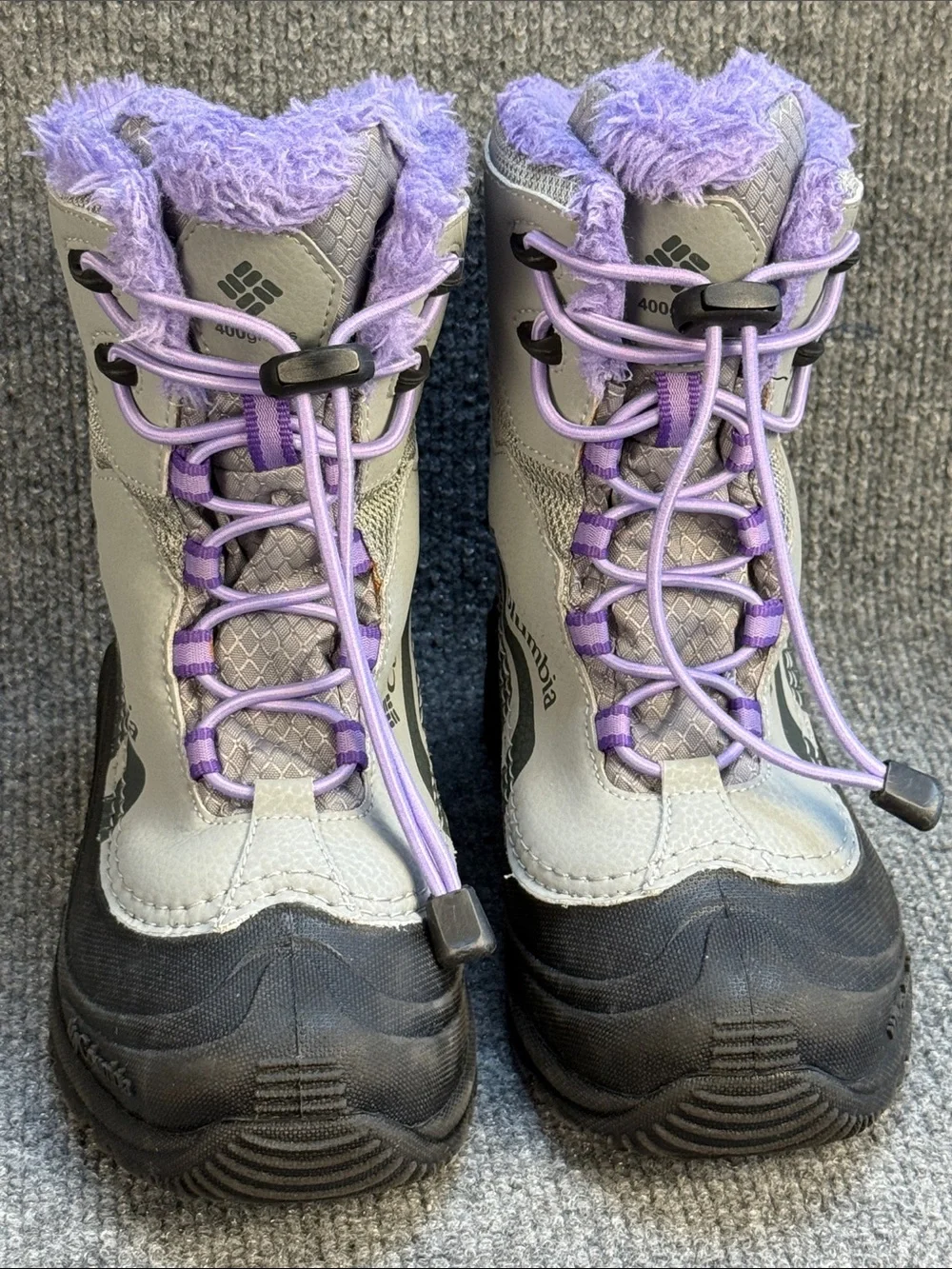 Columbia Kids' Gray and Lavender Waterproof Snow Boots Size 2